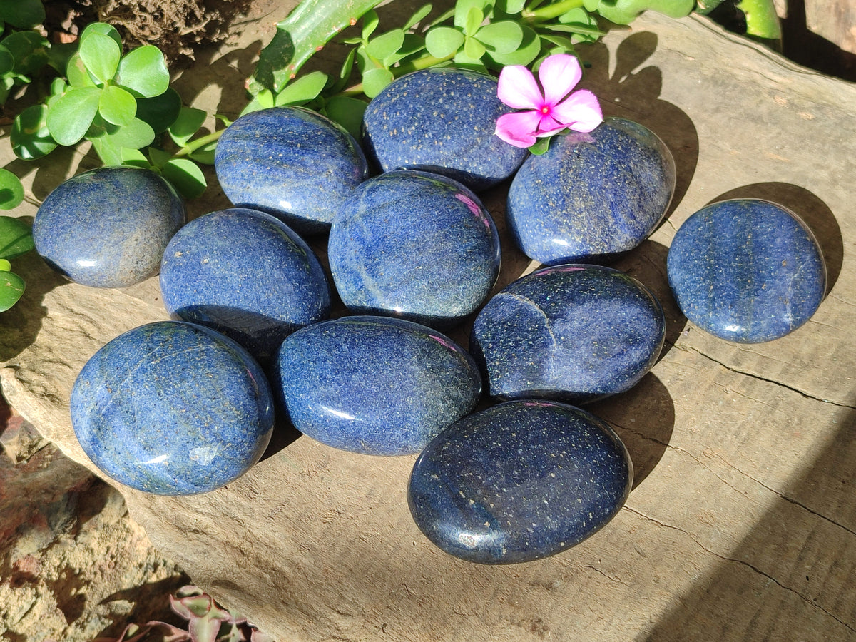 Polished Lazulite Palm Stones x 12 From Madagascar - Toprock Gemstones and Minerals 