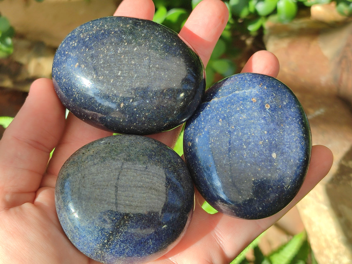 Polished Lazulite Palm Stones x 12 From Madagascar - Toprock Gemstones and Minerals 