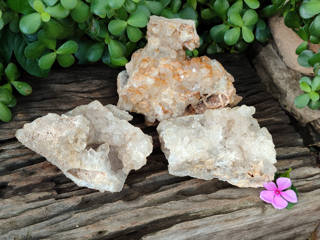 Natural Limonite Quartz Clusters x 3 From Solwezi, Zambia - Toprock Gemstones and Minerals 