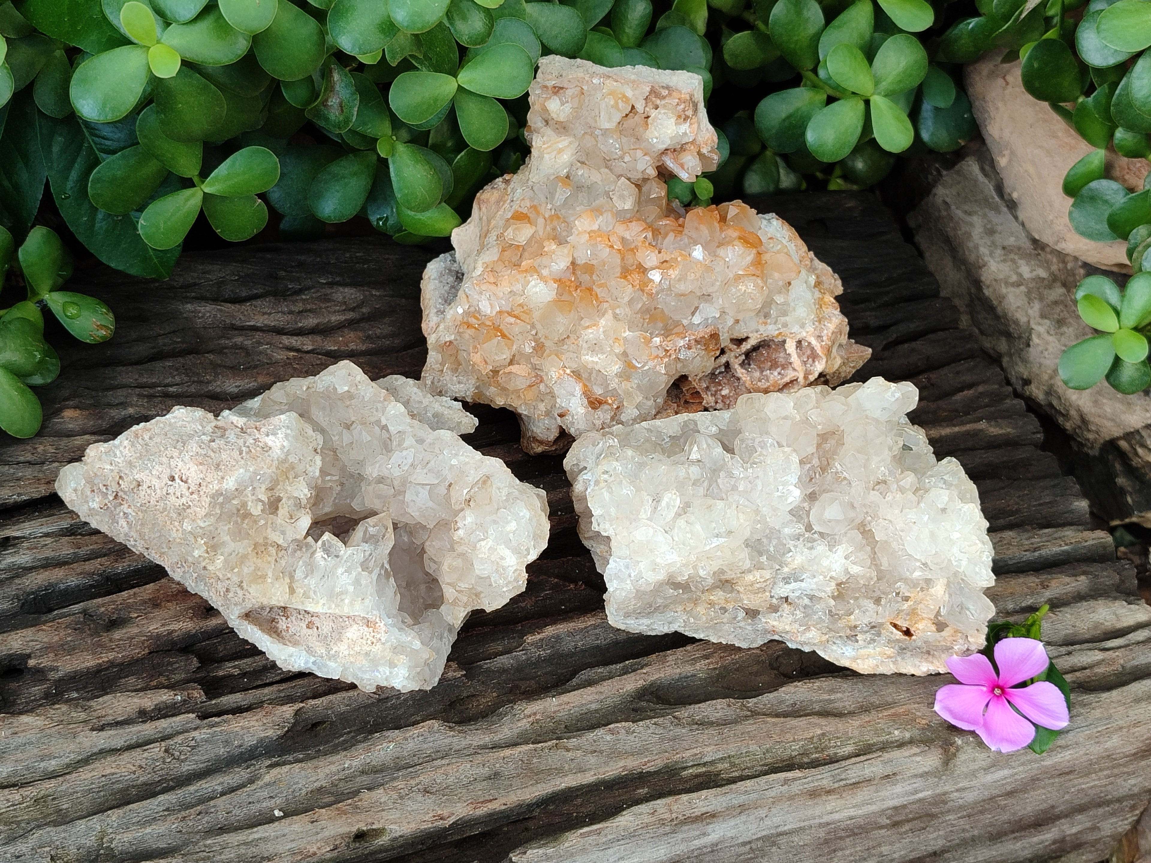 Natural Limonite Quartz Clusters x 3 From Solwezi, Zambia - Toprock Gemstones and Minerals 