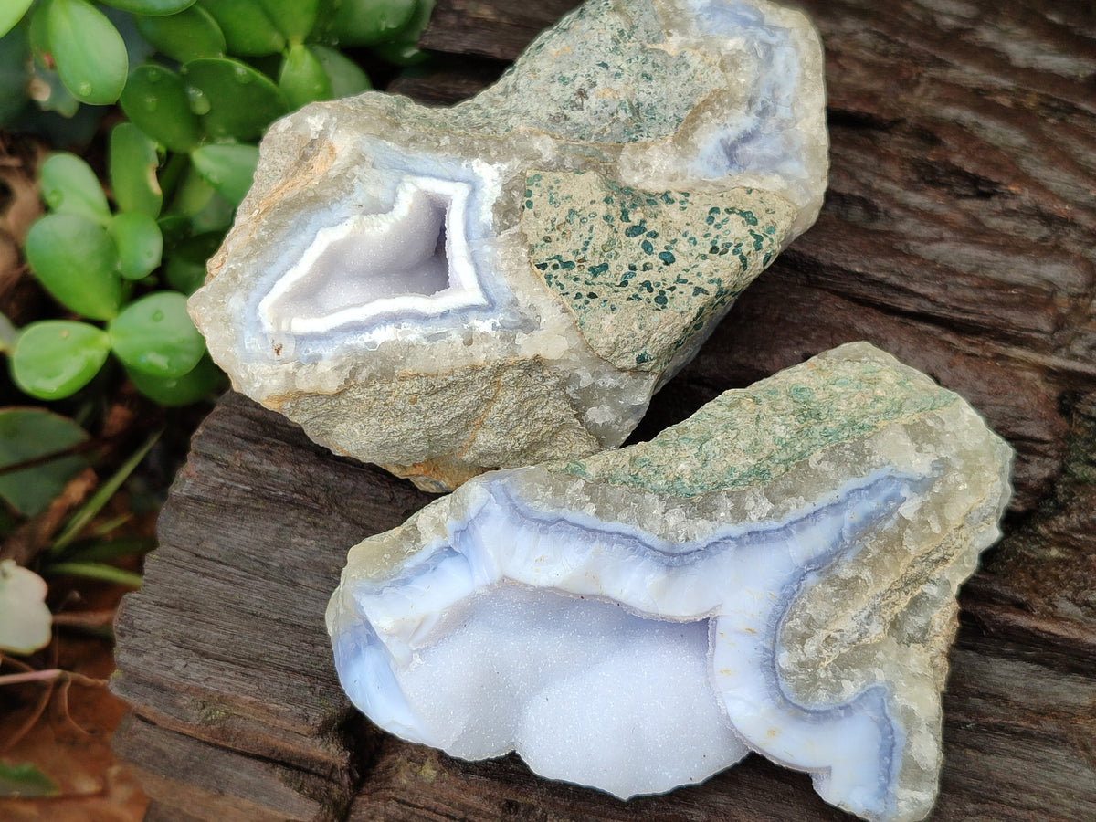 Natural Blue Lace Agate Geode Specimens x 12 From Nsanje, Malawi - Toprock Gemstones and Minerals 