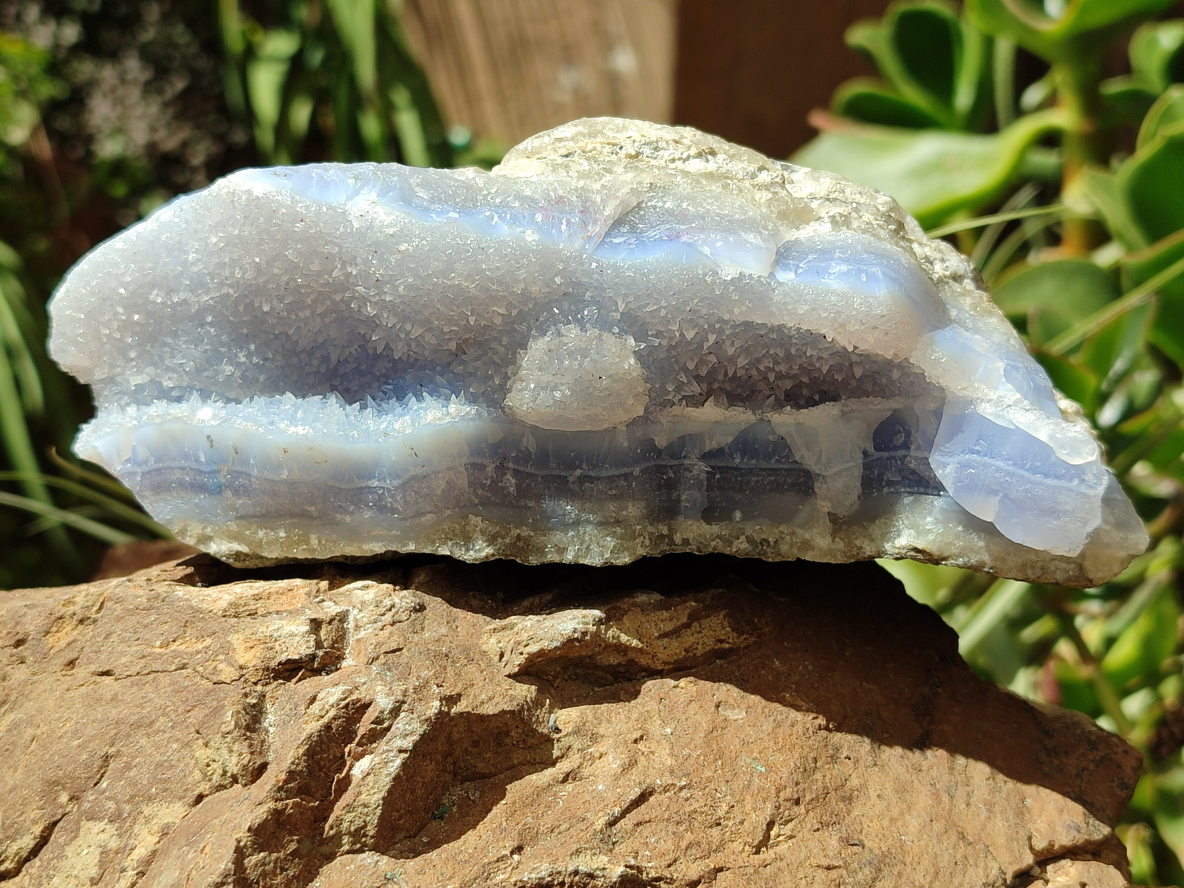 Natural Blue Lace Agate Geode Specimens x 2 From Nsanje, Malawi - Toprock Gemstones and Minerals 