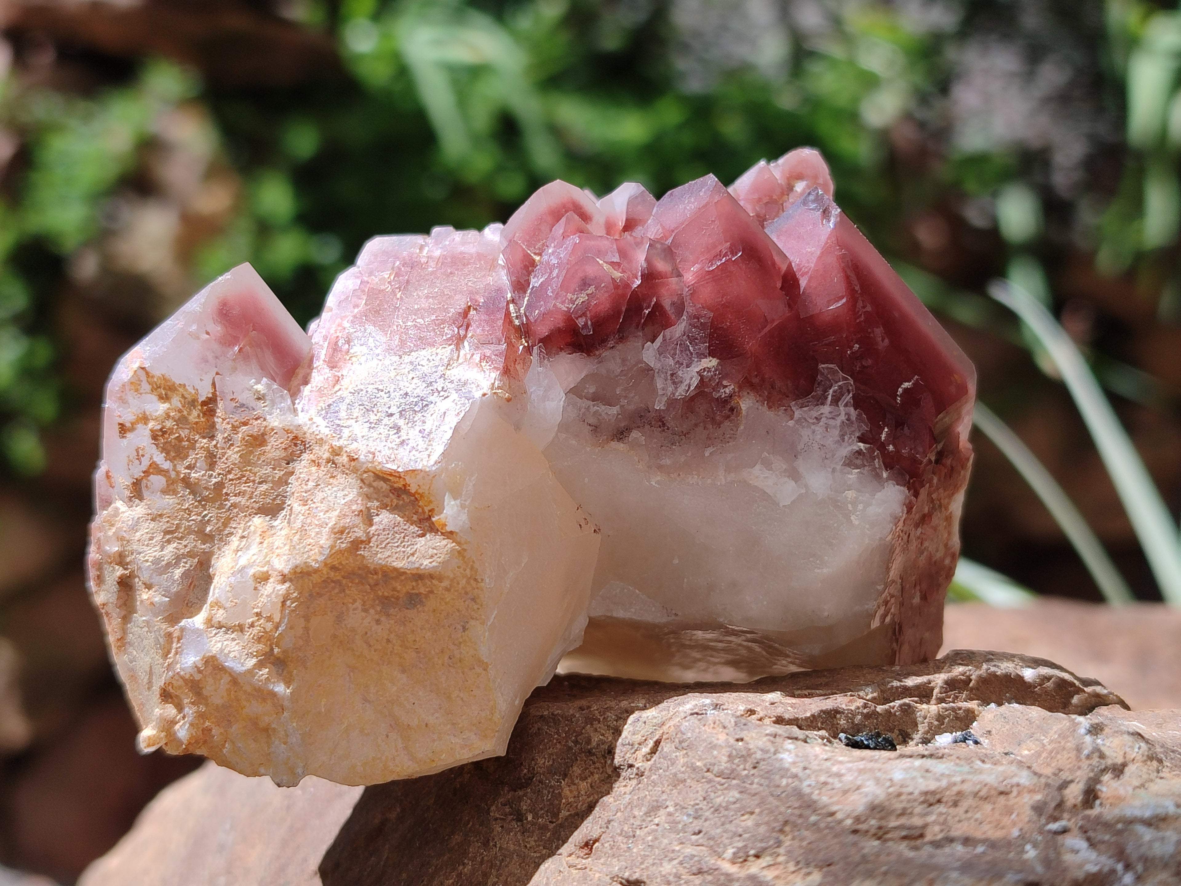 Natural Red Hematoid Quartz Clusters x 3 From Karoi, Zimbabwe - Toprock Gemstones and Minerals 