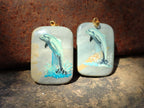 Polished Polychrome Jasper Pendant with Hand Painted Dolphin - sold per item - From Madagascar - Toprock Gemstones and Minerals 