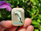 Polished Polychrome Jasper Pendant with Hand Painted Dolphin - sold per item - From Madagascar - Toprock Gemstones and Minerals 