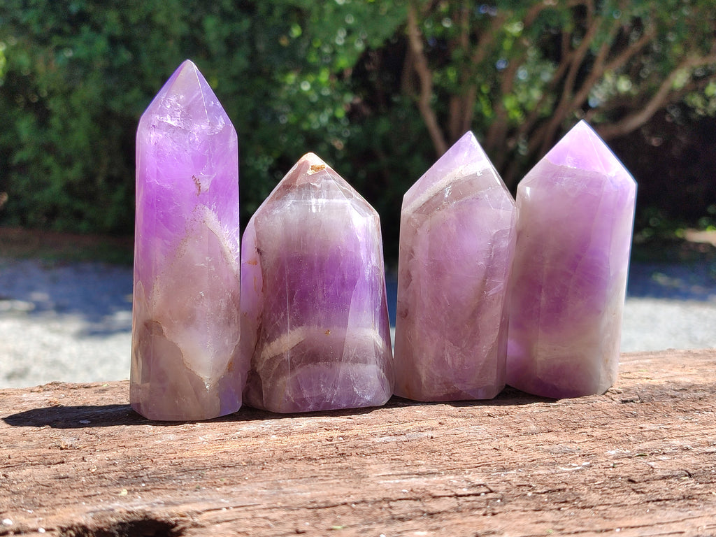 Polished Chevron Amethyst Points x 6 From Madagascar - Toprock Gemstones and Minerals 
