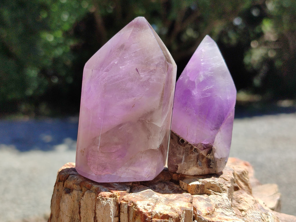 Polished Chevron Amethyst Points x 6 From Madagascar - Toprock Gemstones and Minerals 
