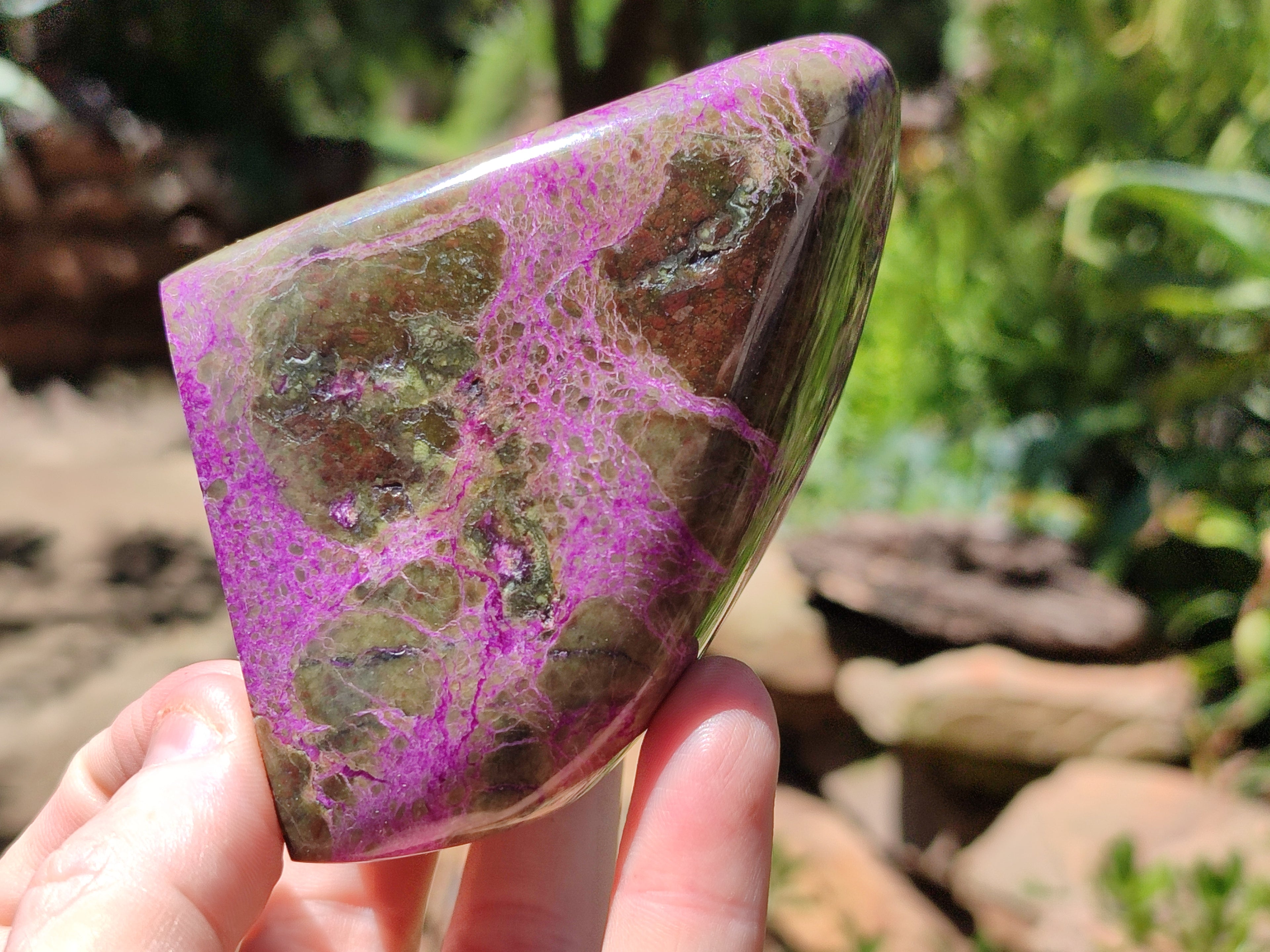 Polished Stichtite Standing Free Forms x 3 From Barberton, South Africa - Toprock Gemstones and Minerals 