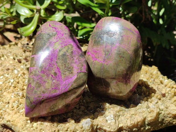 Polished Stichtite Standing Free Forms x 3 From Barberton, South Africa - Toprock Gemstones and Minerals 