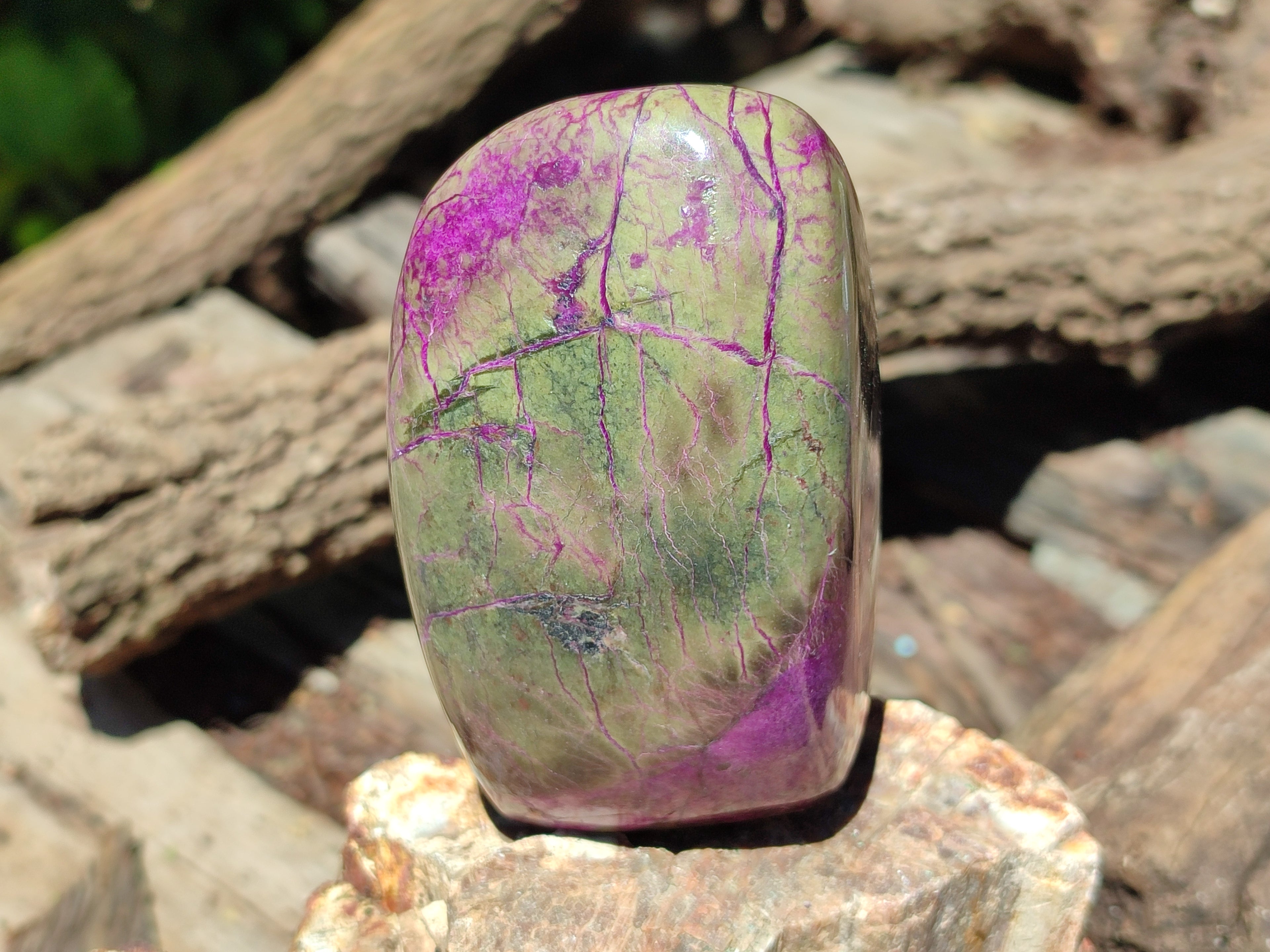 Polished Stichtite Standing Free Forms x 3 From Barberton, South Africa - Toprock Gemstones and Minerals 