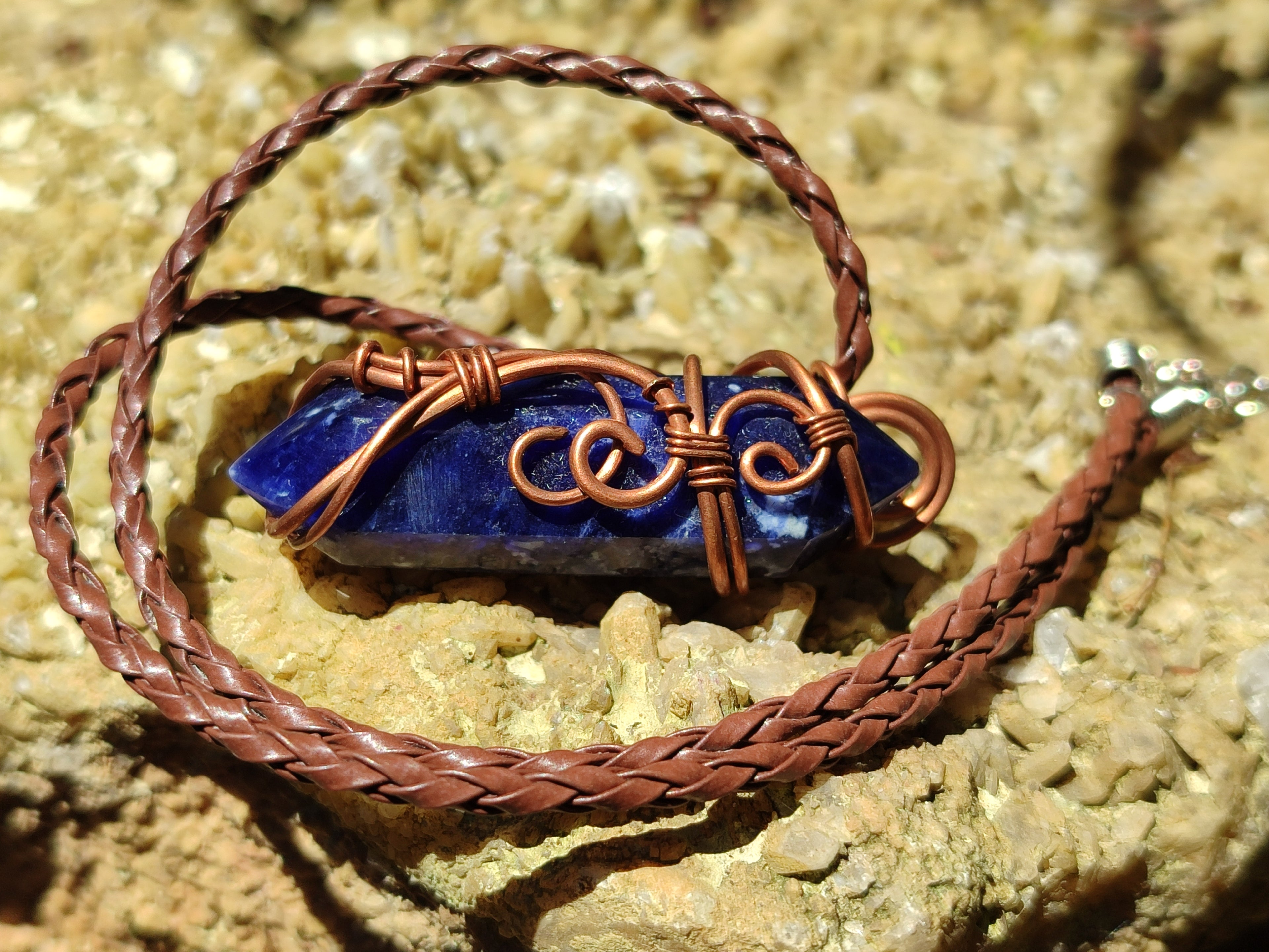 Hand Made Assorted Copper Wire Wrapped Stone Pendants x 6 From Southern Africa - Toprock Gemstones and Minerals 