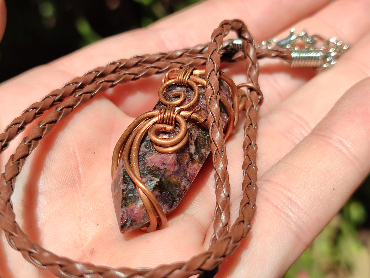 Hand Made Assorted Copper Wire Wrapped Stone Pendants x 6 From Southern Africa - Toprock Gemstones and Minerals 