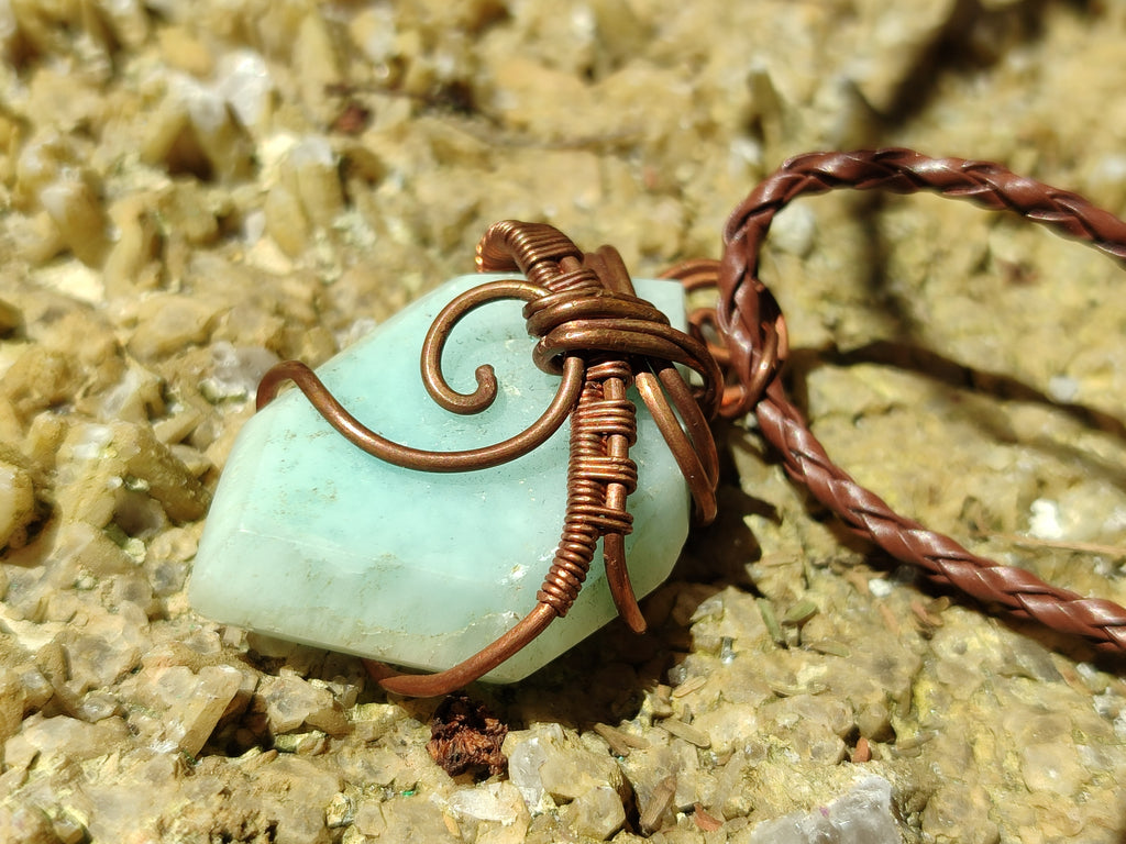Hand Made Assorted Copper Wire Wrapped Stone Pendants x 6 From Southern Africa - Toprock Gemstones and Minerals 
