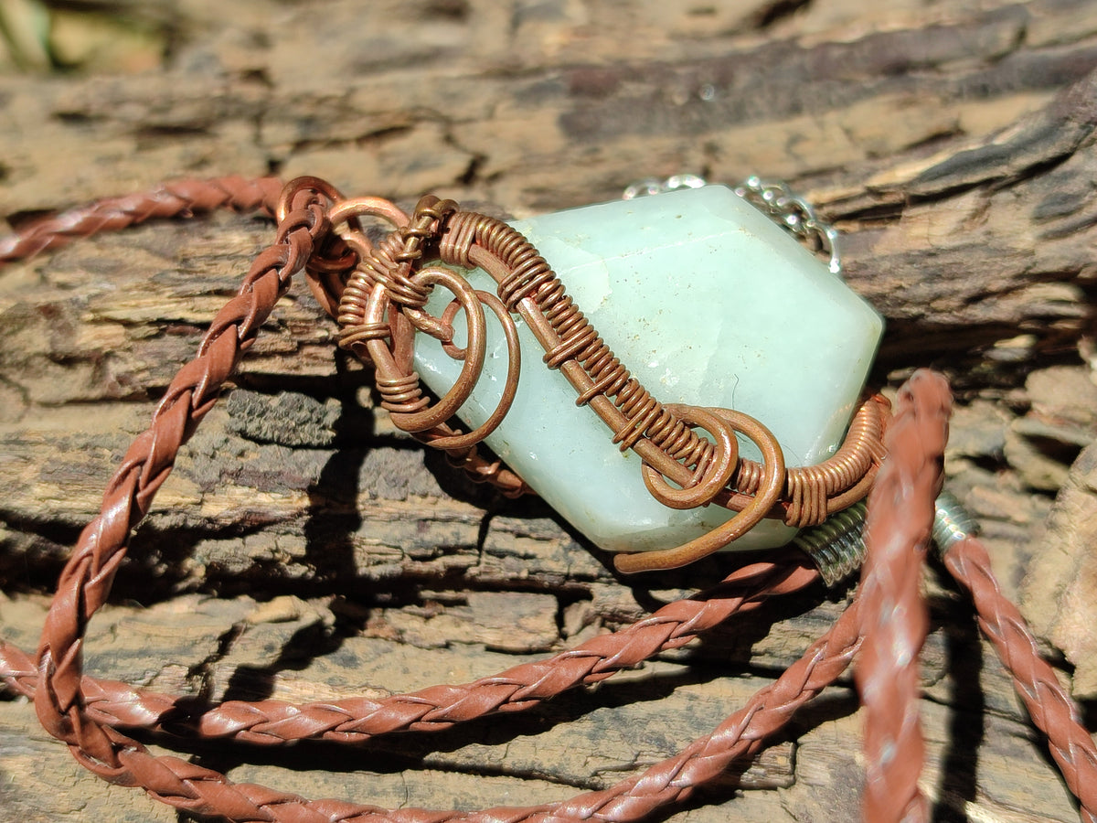 Hand Made Assorted Copper Wire Wrapped Stone Pendants x 6 From Southern Africa - Toprock Gemstones and Minerals 