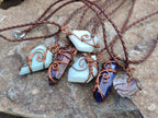 Hand Made Assorted Copper Wire Wrapped Stone Pendants x 6 From Southern Africa - Toprock Gemstones and Minerals 