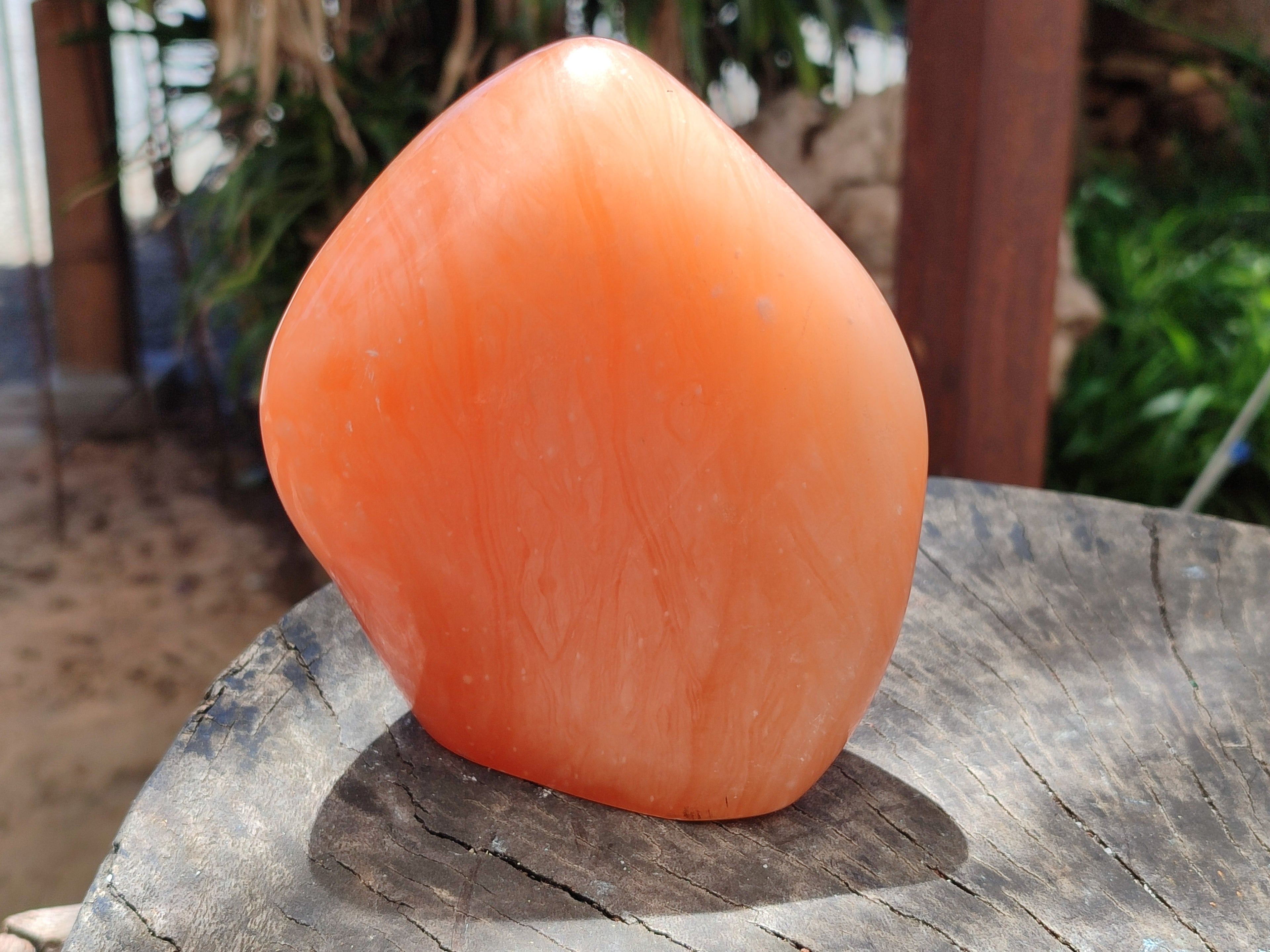 Polished Orange Twist Calcite Standing Free Form x 1 From Madagascar - Toprock Gemstones and Minerals 
