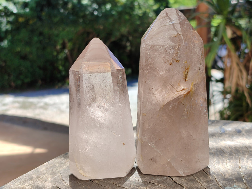 Polished Smokey Quartz Crystals x 2 From Madagascar - Toprock Gemstones and Minerals 