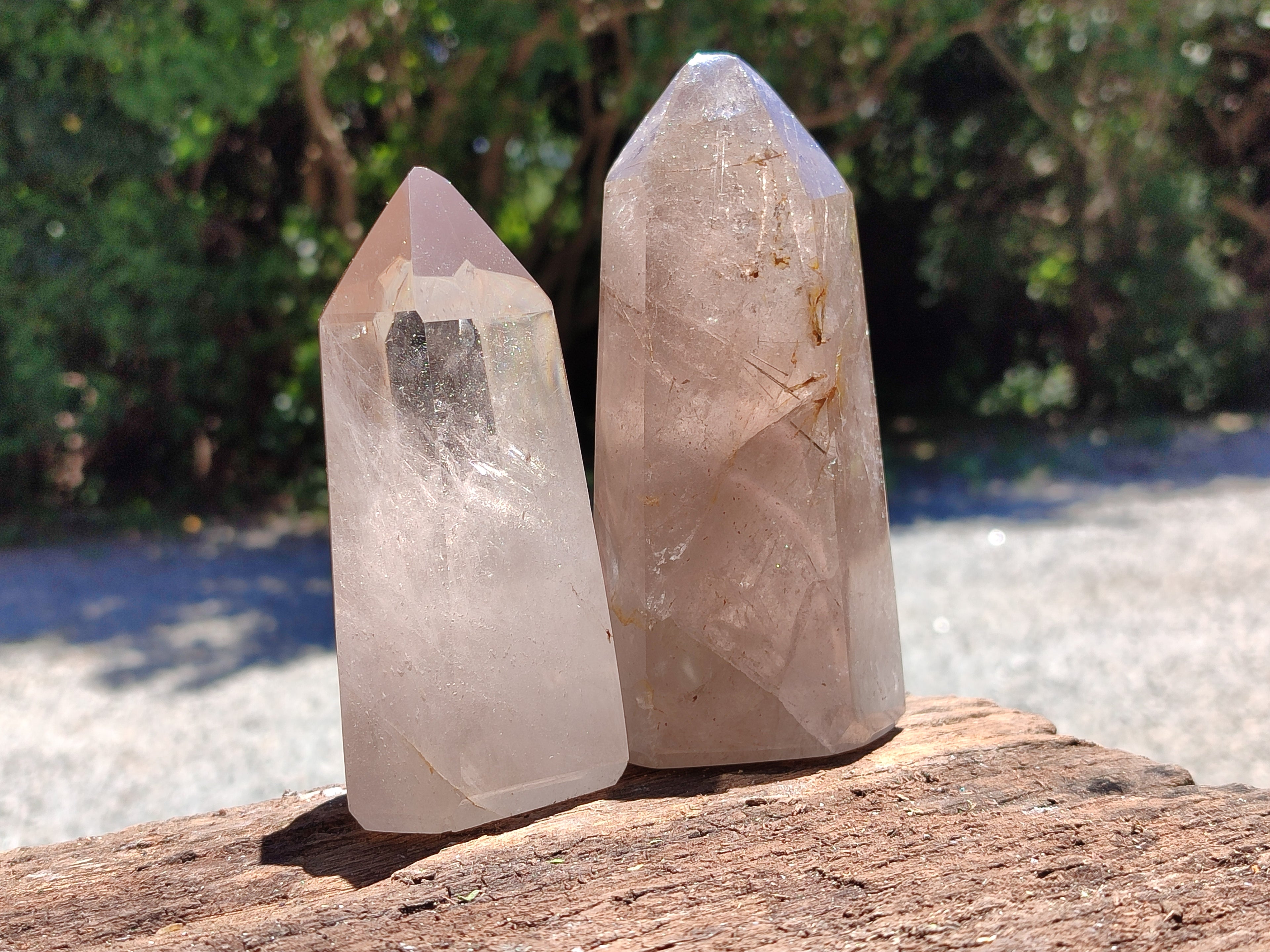 Polished Smokey Quartz Crystals x 2 From Madagascar - Toprock Gemstones and Minerals 