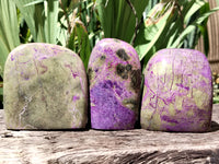 Polished Stichtite Standing Standing Free Forms x 3 From Barberton, South Africa - Toprock Gemstones and Minerals 
