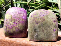 Polished Stichtite Standing Standing Free Forms x 3 From Barberton, South Africa - Toprock Gemstones and Minerals 