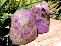 Polished Stichtite Standing Standing Free Forms x 3 From Barberton, South Africa - Toprock Gemstones and Minerals 