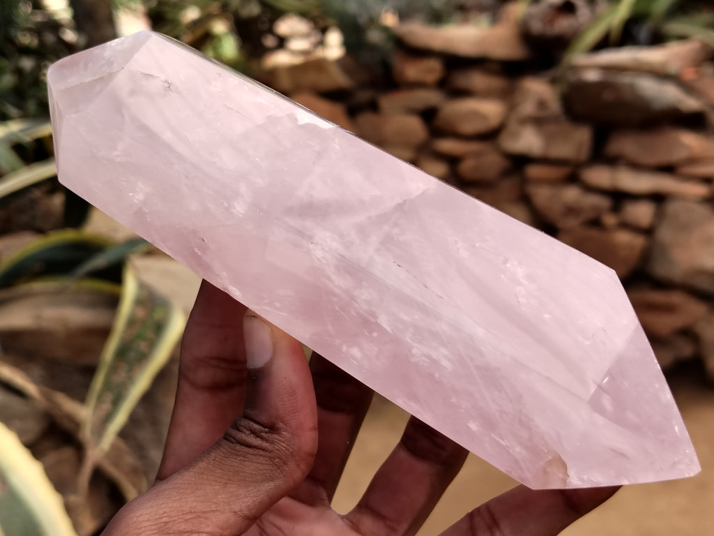 Polished Double Terminated Rose Quartz Points x 3 From Ambatondrazaka, Madagascar - Toprock Gemstones and Minerals 