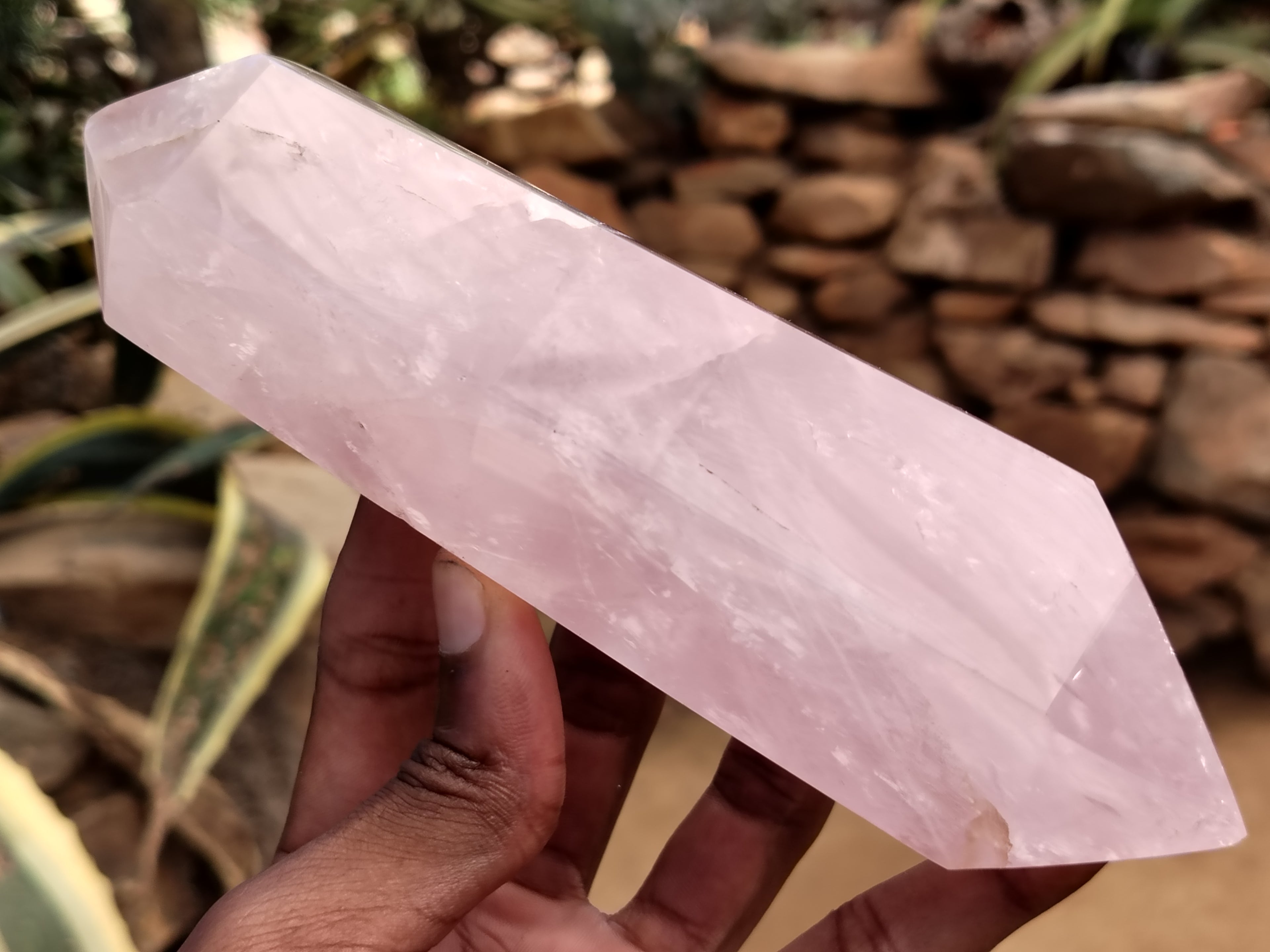 Polished Double Terminated Rose Quartz Points x 3 From Ambatondrazaka, Madagascar - Toprock Gemstones and Minerals 