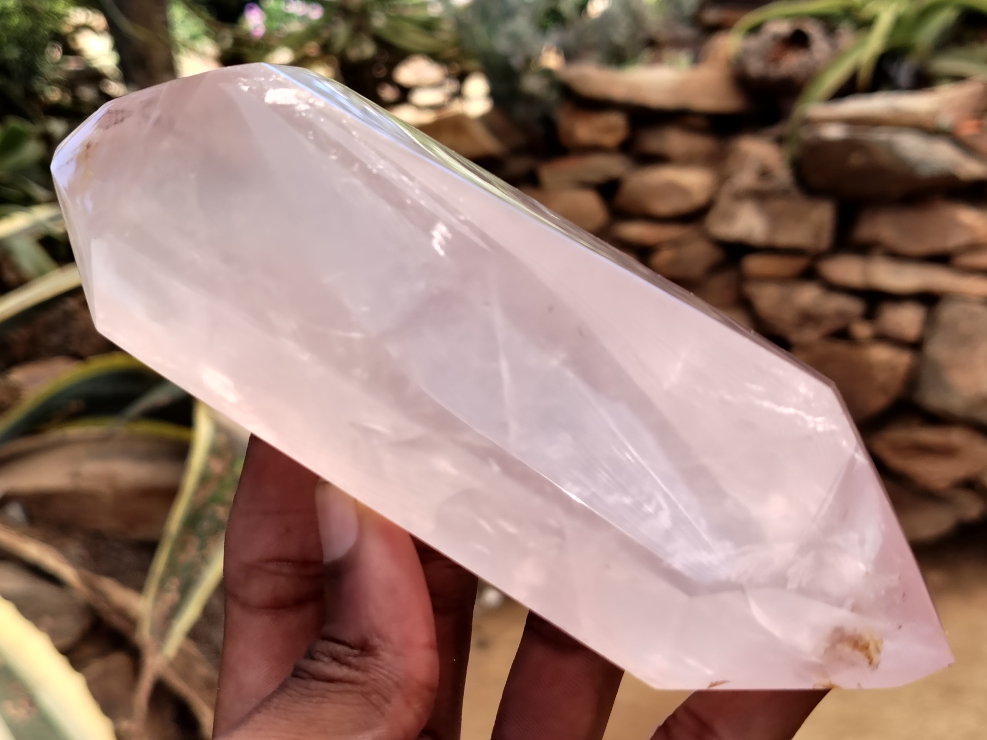 Polished Double Terminated Rose Quartz Points x 3 From Ambatondrazaka, Madagascar - Toprock Gemstones and Minerals 