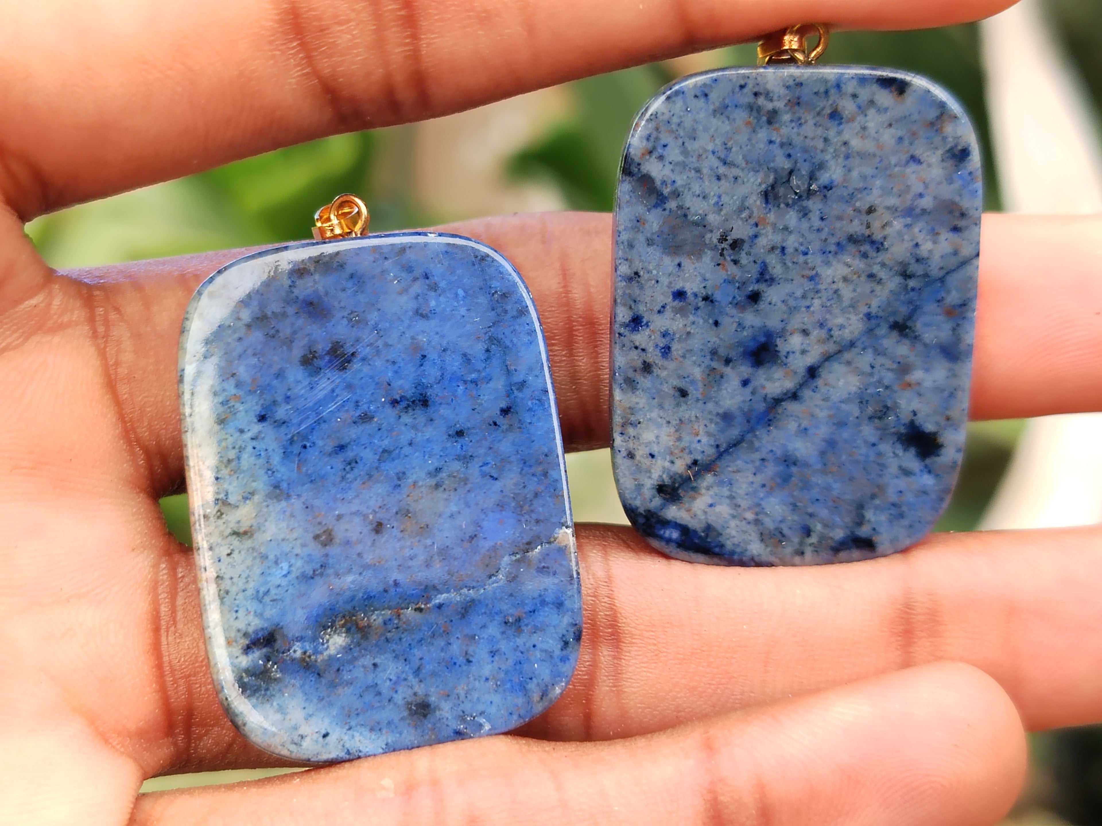 Polished Dumortierite Pendants with Hand Painted Zebras - sold per item - From Mozambique - Toprock Gemstones and Minerals 