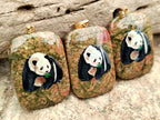 Polished Unakite Pendant with Hand Painted Panda - Sold Per Item - From South Africa - Toprock Gemstones and Minerals 