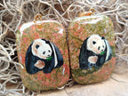 Polished Unakite Pendant with Hand Painted Panda - Sold Per Item - From South Africa - Toprock Gemstones and Minerals 