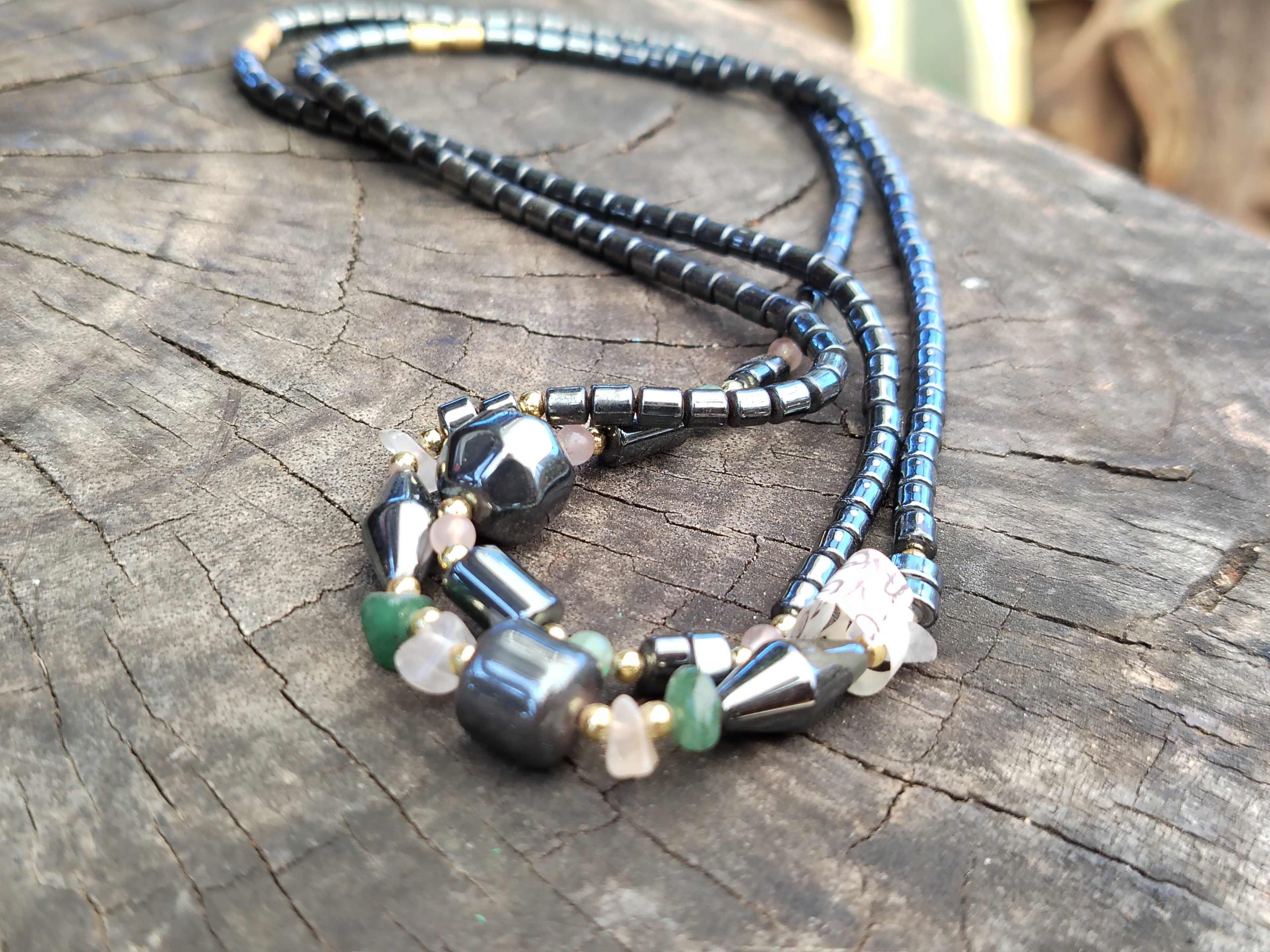 Polished Hematite and Mixed Bead Necklace - Sold Per Item - From Southern Africa - Toprock Gemstones and Minerals 