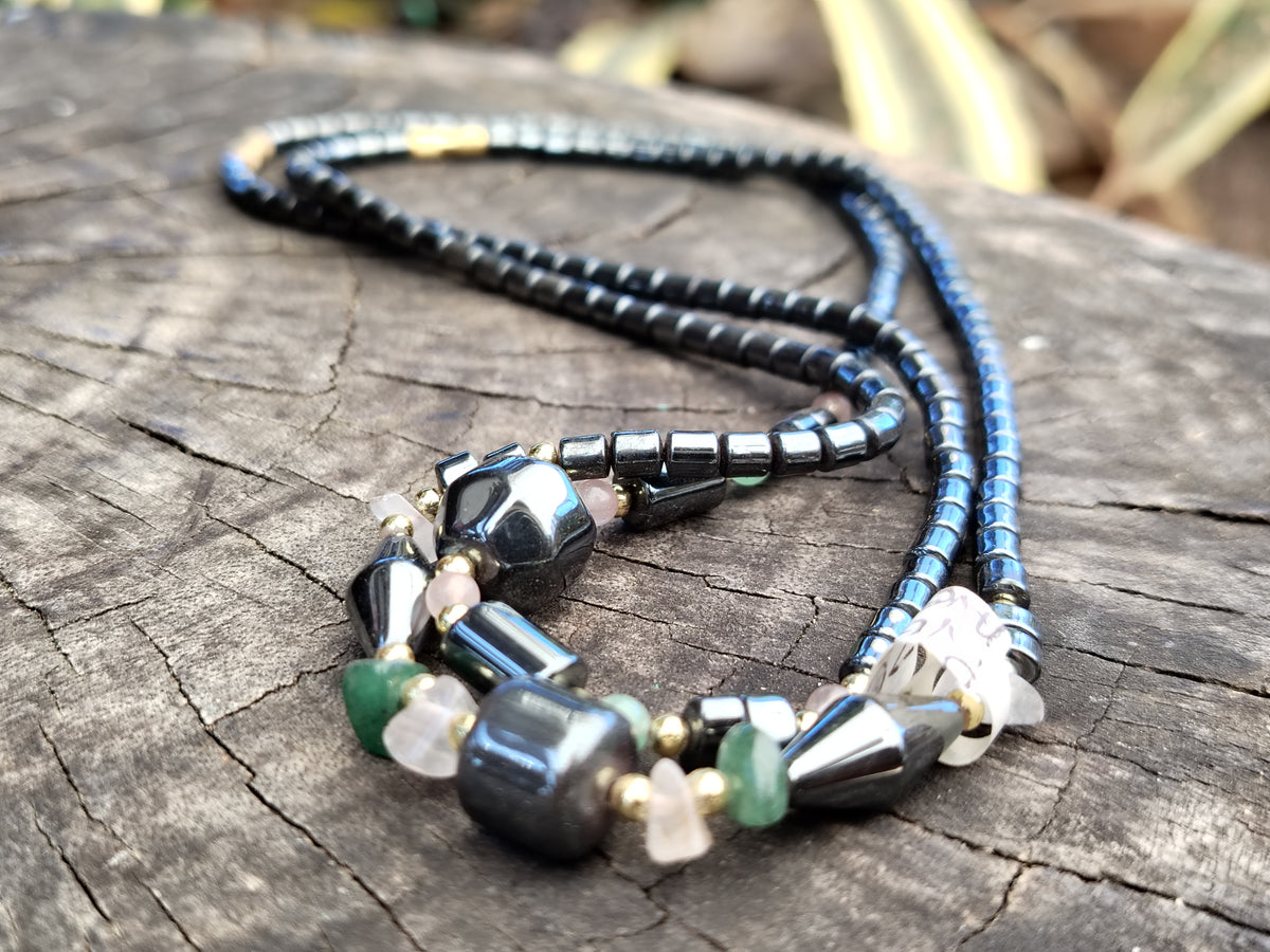 Polished Hematite and Mixed Bead Necklace - Sold Per Item - From Southern Africa - Toprock Gemstones and Minerals 