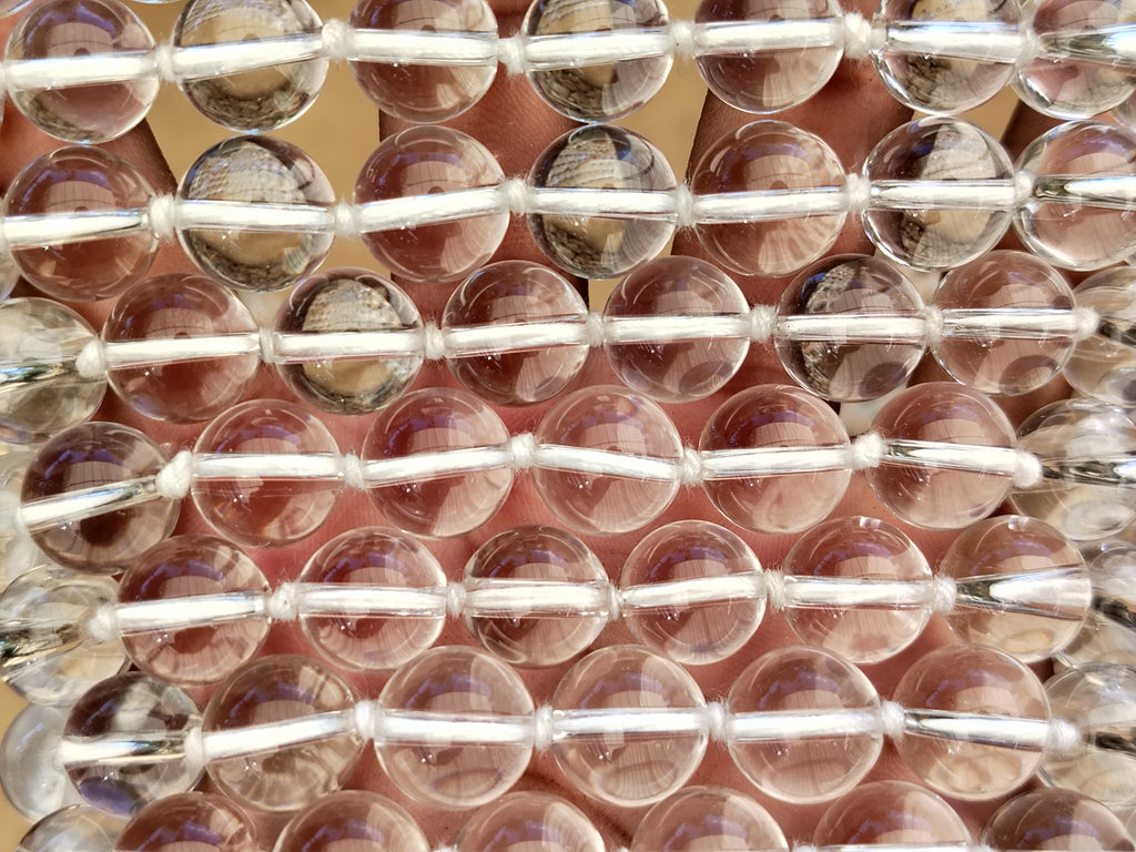 Polished Clear Quartz Rock Crystal Ball Shaped Bead Necklace - Sold Per Item - From Madagascar - Toprock Gemstones and Minerals 