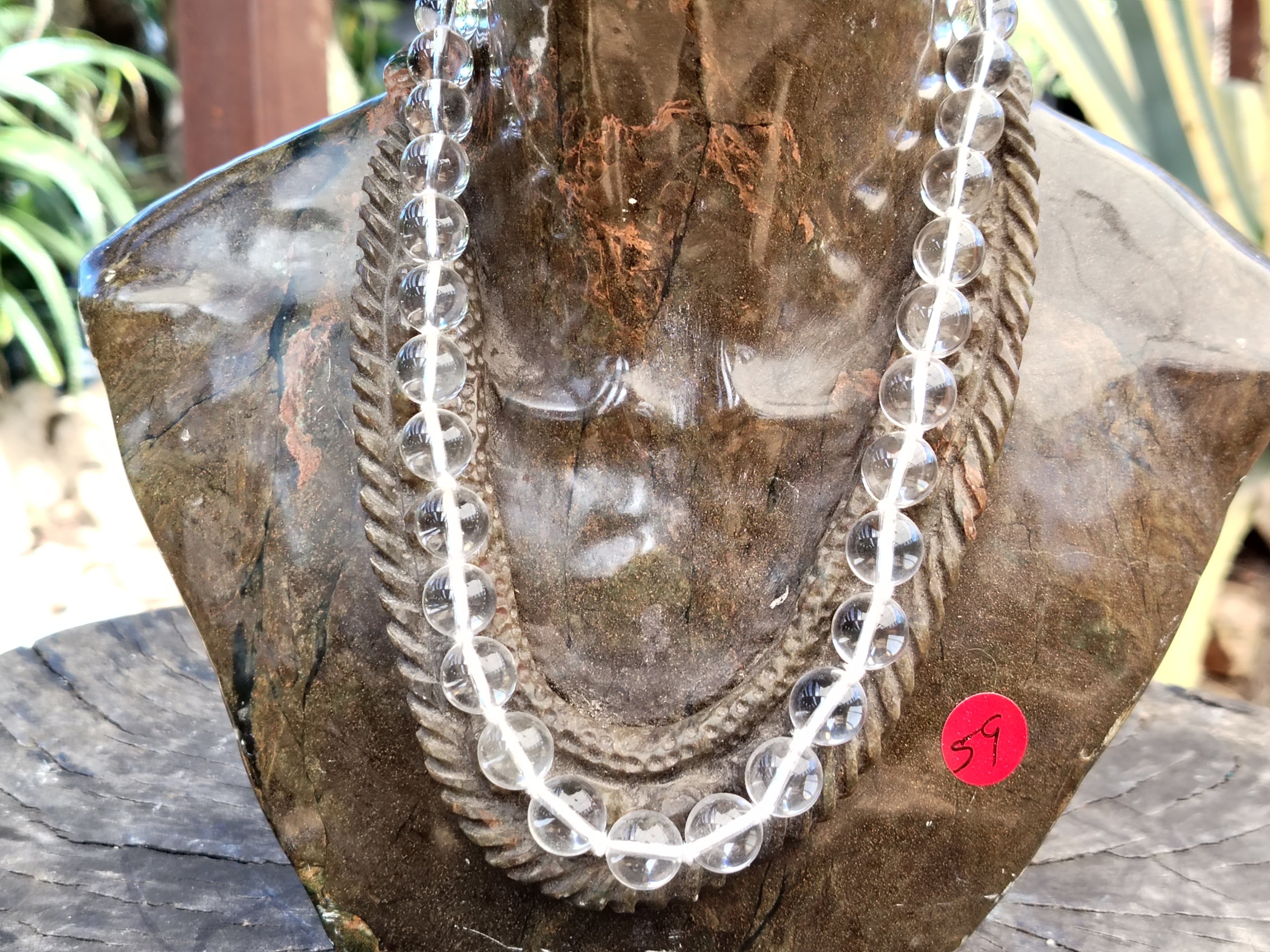 Polished Clear Quartz Rock Crystal Ball Shaped Bead Necklace - Sold Per Item - From Madagascar - Toprock Gemstones and Minerals 