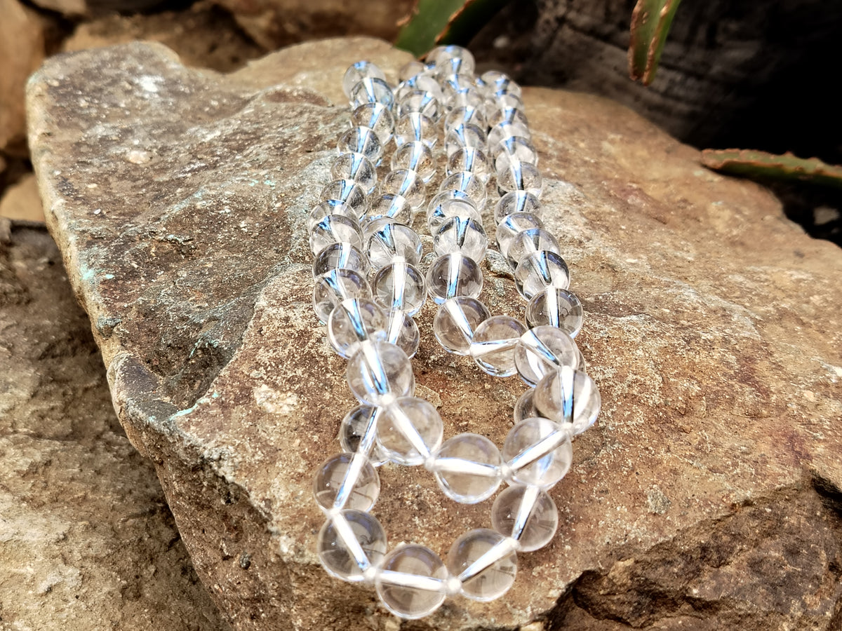 Polished Clear Quartz Rock Crystal Ball Shaped Bead Necklace - Sold Per Item - From Madagascar - Toprock Gemstones and Minerals 