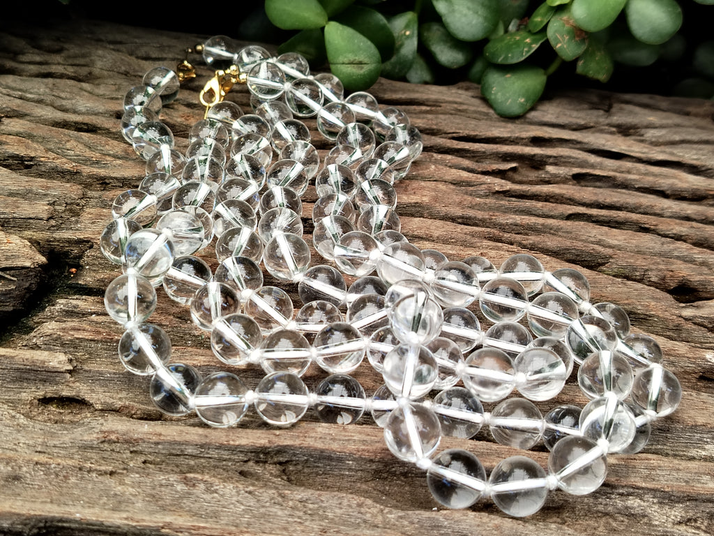 Polished Clear Quartz Rock Crystal Ball Shaped Bead Necklace - Sold Per Item - From Madagascar - Toprock Gemstones and Minerals 