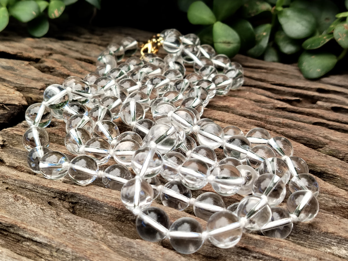Polished Clear Quartz Rock Crystal Ball Shaped Bead Necklace - Sold Per Item - From Madagascar - Toprock Gemstones and Minerals 