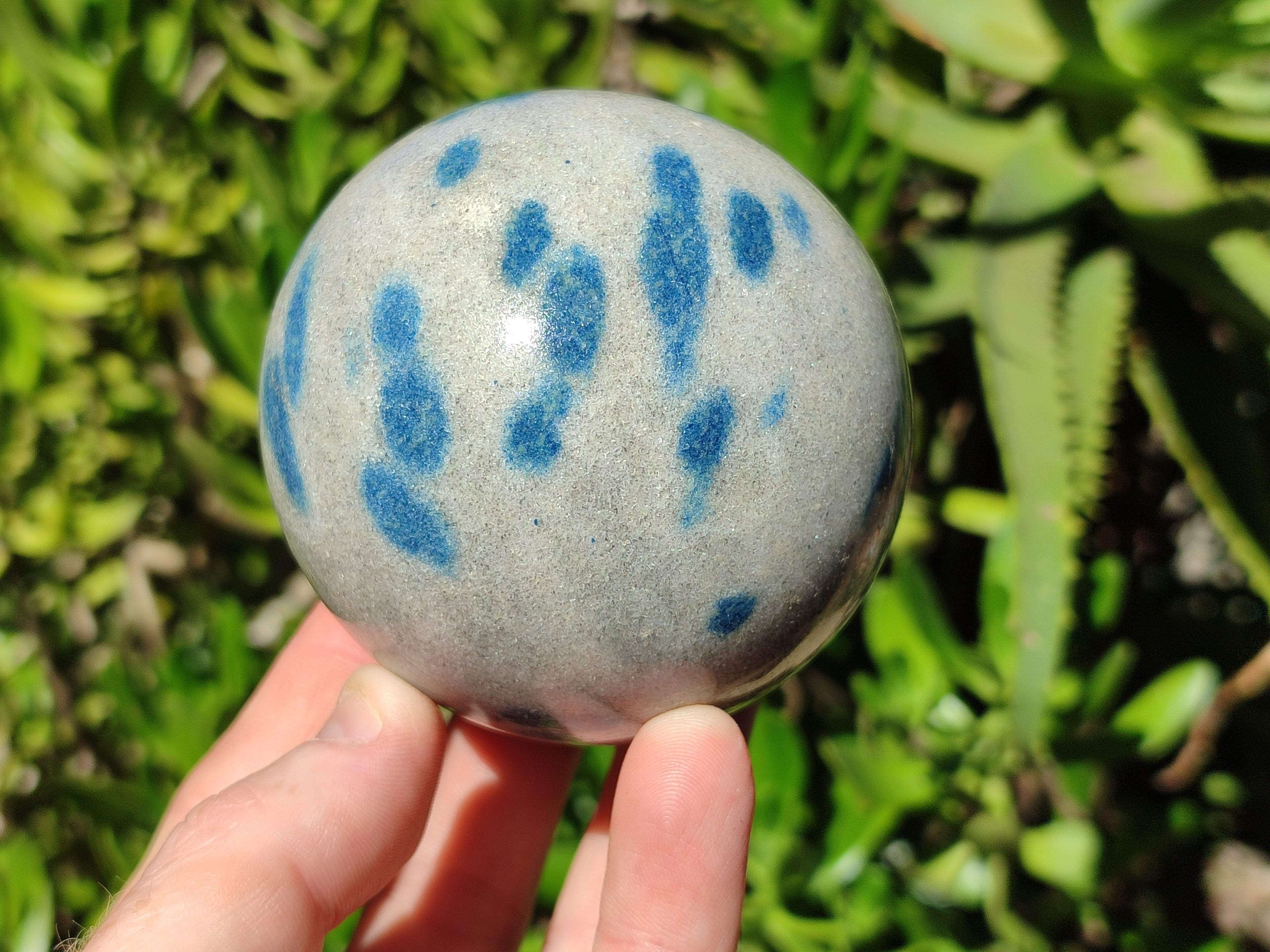 Polished Blue Spinel Spotted Quartz Spheres x 4 From Madagascar - Toprock Gemstones and Minerals 