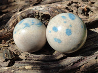 Polished Blue Spinel Spotted Quartz Spheres x 4 From Madagascar - Toprock Gemstones and Minerals 