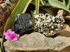 Natural Schorl Black Tourmaline Specimens x 2 From Erongo, Namibia - Toprock Gemstones and Minerals 