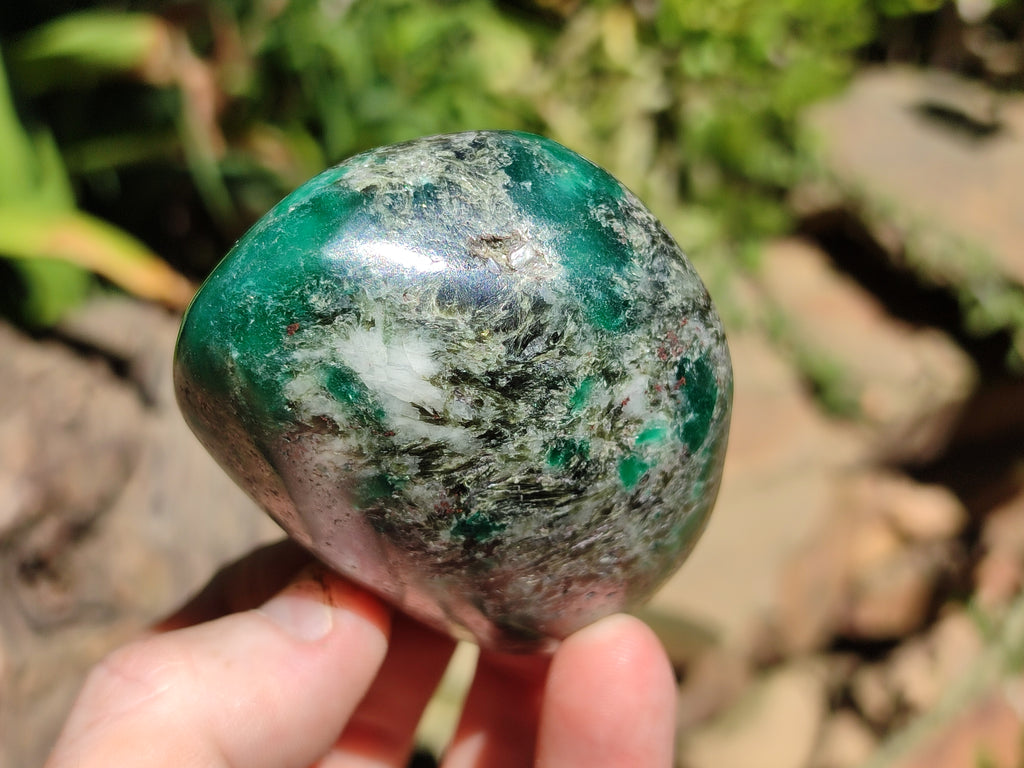 Polished Emerald Mica In Matrix Standing Free Forms x 4 From Mutoko, Zimbabwe - Toprock Gemstones and Minerals 