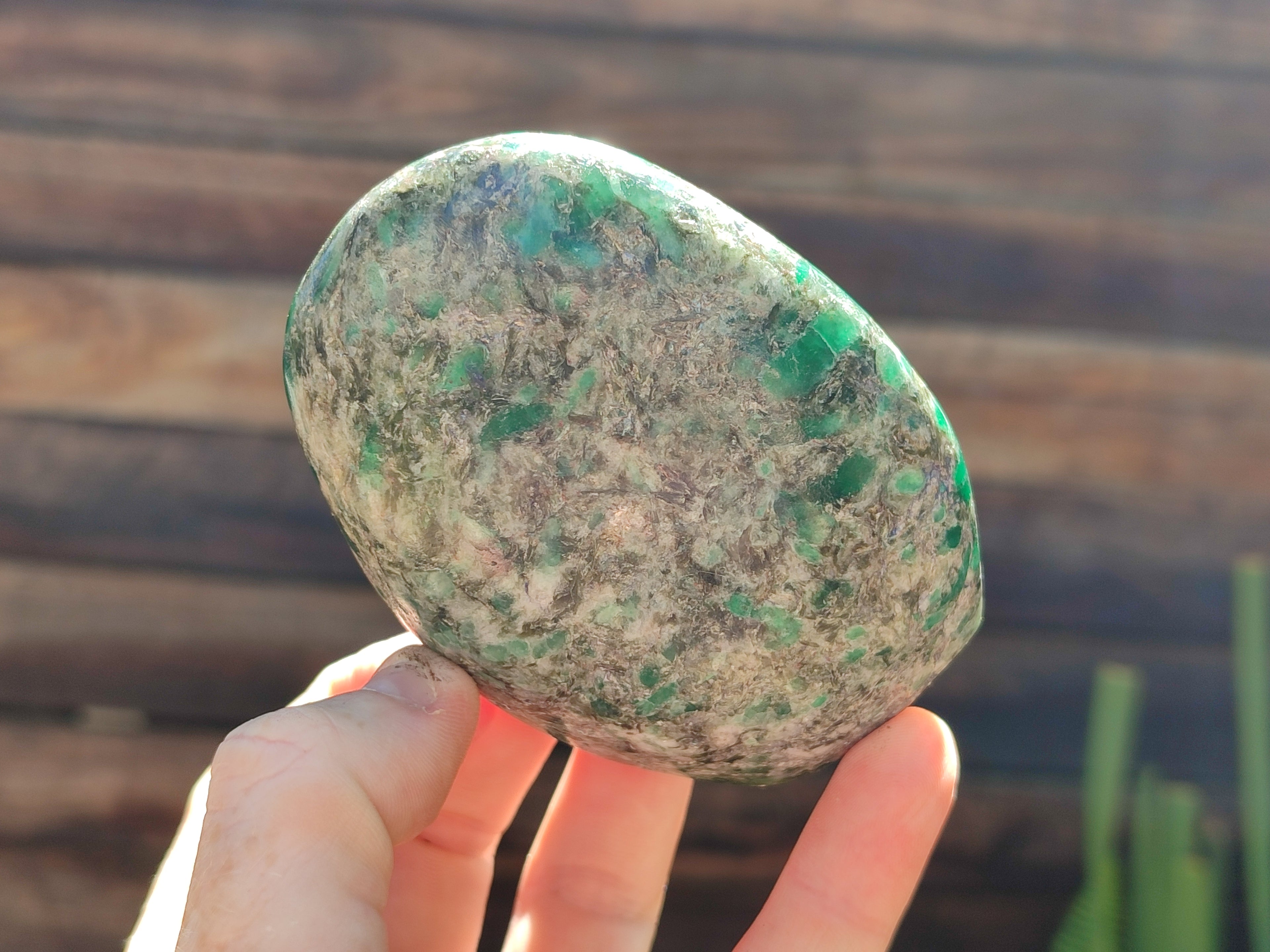 Polished Emerald Mica In Matrix Standing Free Forms x 4 From Mutoko, Zimbabwe - Toprock Gemstones and Minerals 