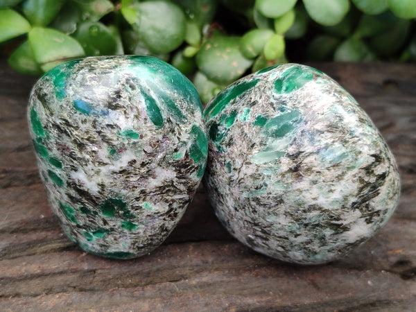 Polished Emerald Mica In Matrix Standing Free Forms x 4 From Mutoko, Zimbabwe - Toprock Gemstones and Minerals 