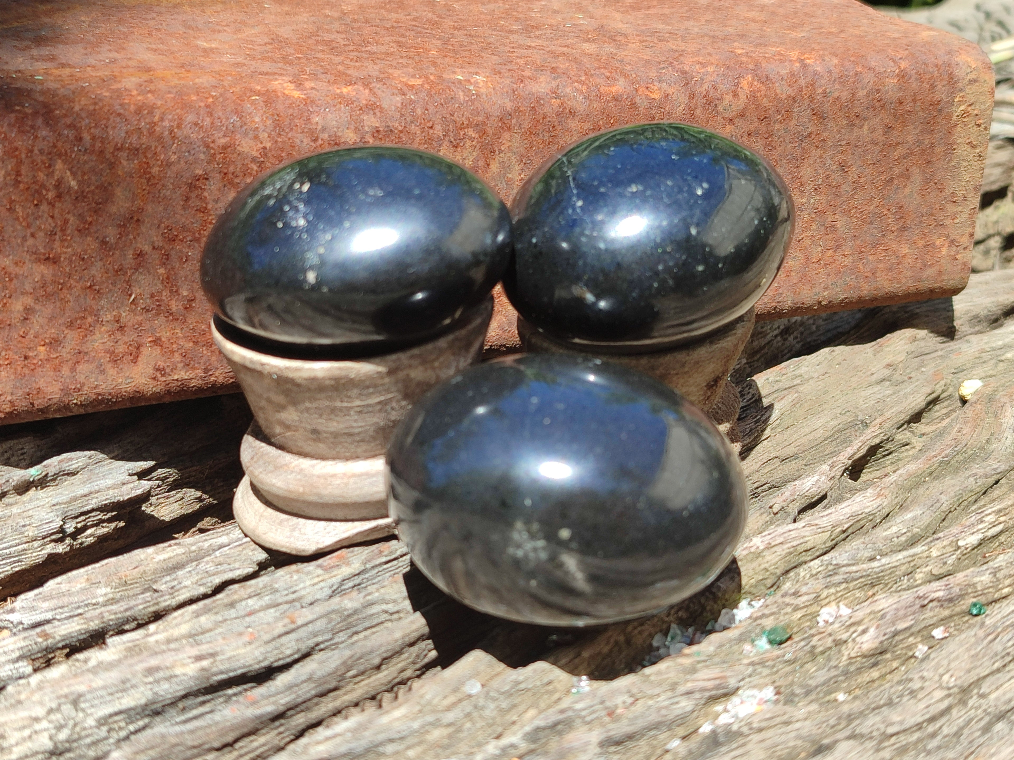 Polished Black Basalt Palm Stones x 26 From Antsirabe, Madagascar - Toprock Gemstones and Minerals 