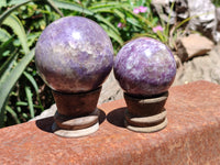 Polished Lepidolite with Pink Rubellite Sphere x 6 From Madagascar - Toprock Gemstones and Minerals 