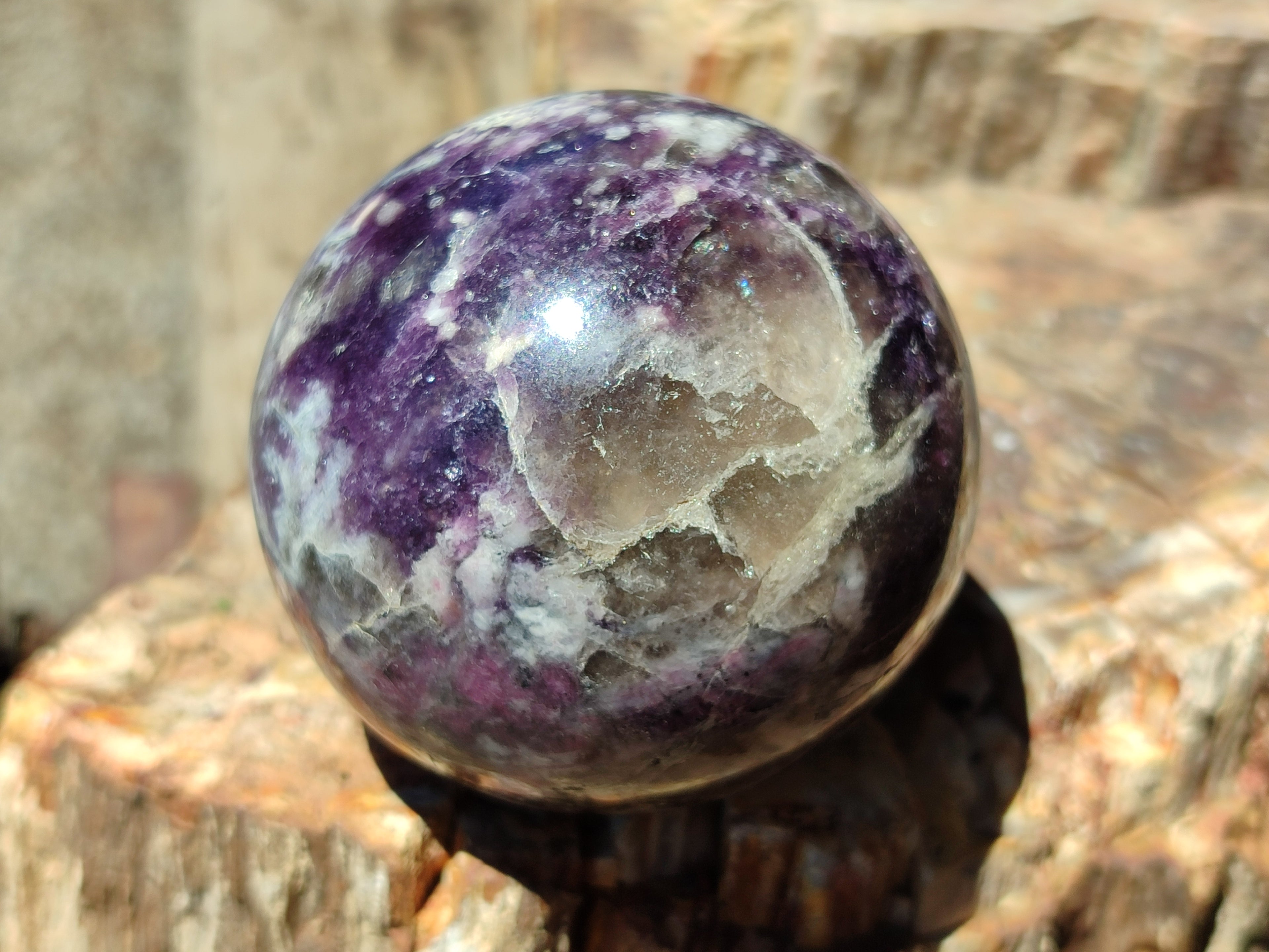 Polished Lepidolite with Pink Rubellite Sphere x 6 From Madagascar - Toprock Gemstones and Minerals 