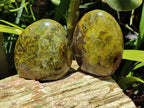 Polished Green Opal Standing Free Forms x 3 From Antsirabe, Madagascar - Toprock Gemstones and Minerals 