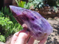 Polished Chevron Amethyst Points x 4 from Zambia - Toprock Gemstones and Minerals 