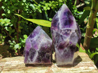 Polished Chevron Amethyst Points x 4 from Zambia - Toprock Gemstones and Minerals 